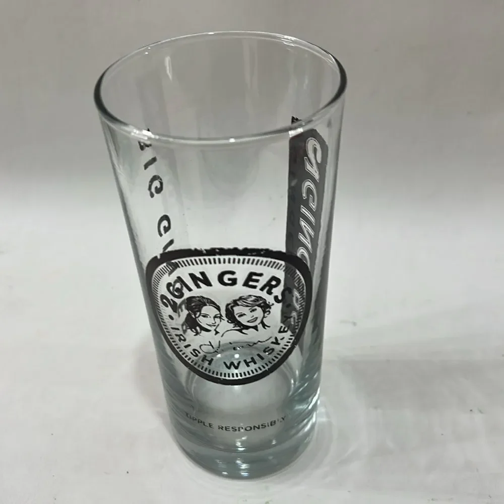 2 Gingers Irish Whiskey Highball Glass 6 1/4 In Tall 3 In Round Clear Brown 16